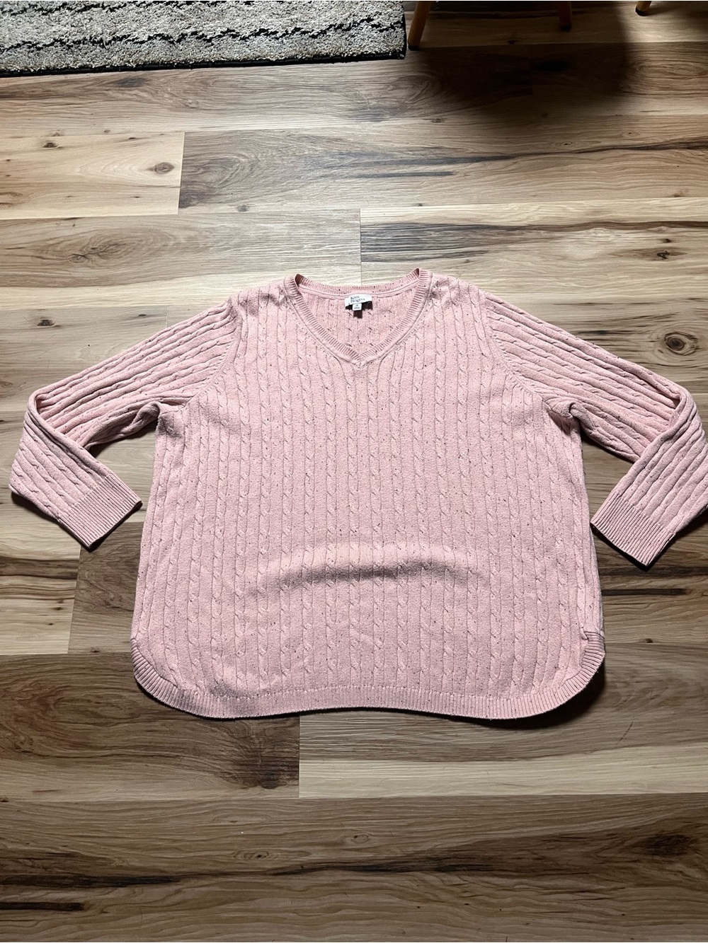 Kim Rogers Pink Cable Knit V-Neck Sweater